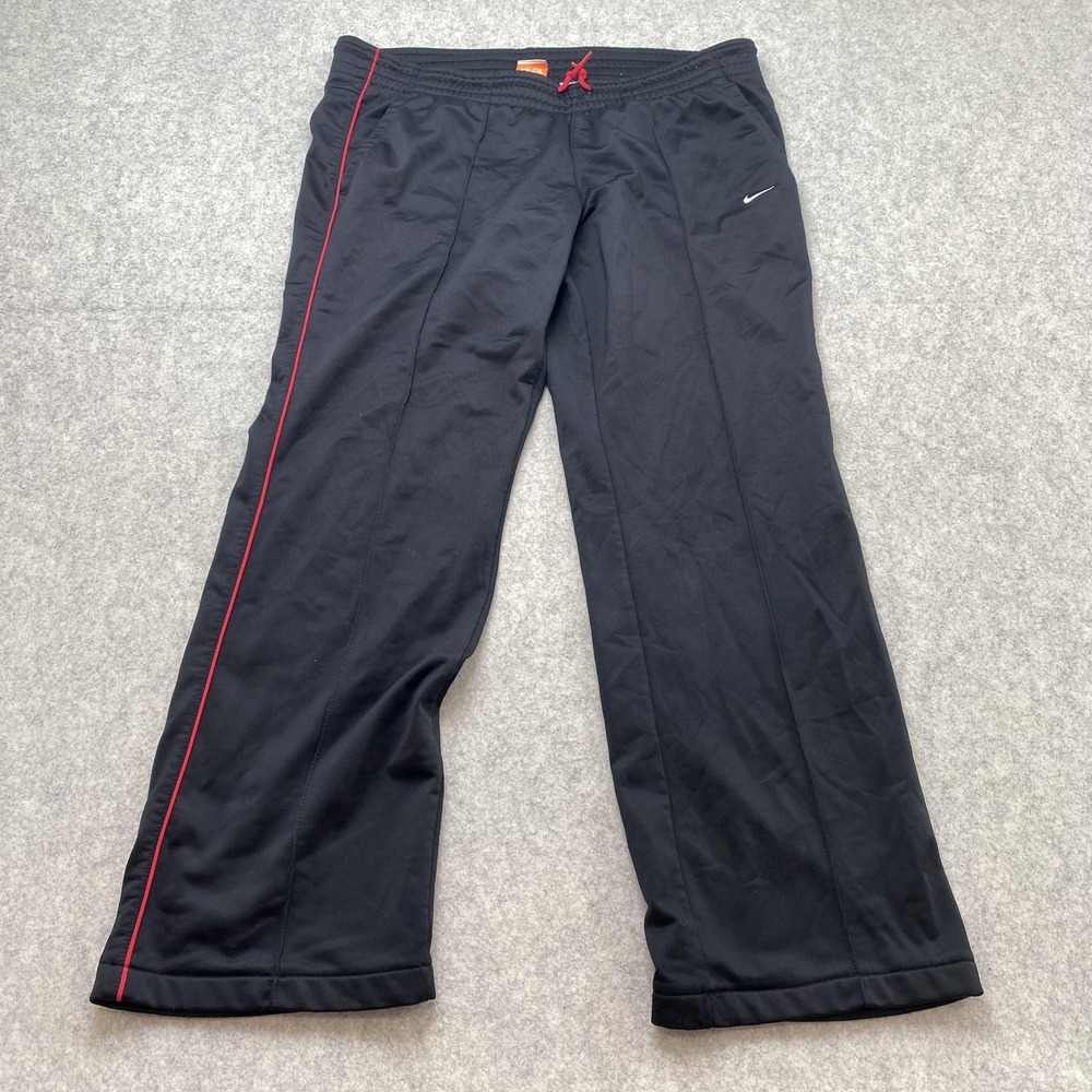 Nike Womens Large Track Pants (36x28) Black Athletic Dept Side Stripe *SNAG*